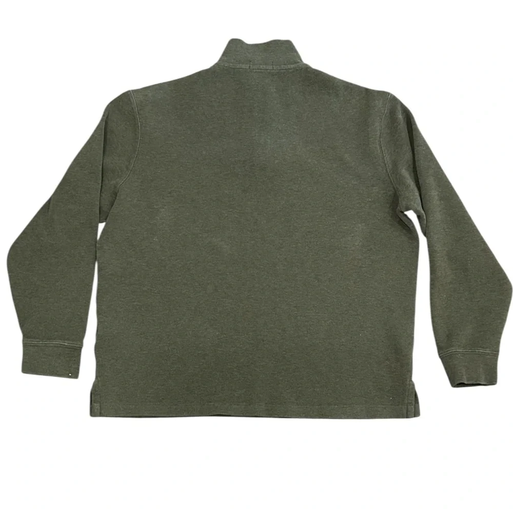 Polo Ralph Lauren 100% Cotton Olive Green Quarter Zip Pullover Purple Pony L